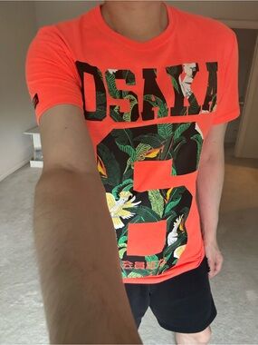 SUPERDRY Osaka 6 Tropical Cockatoo Graphic Tee Orange Small Slim